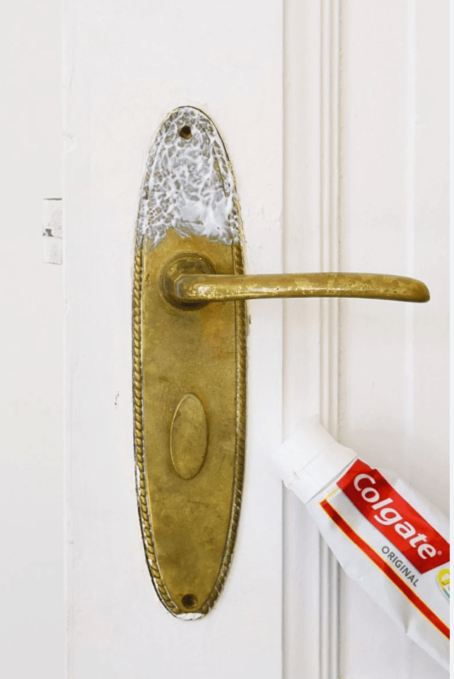 Clean brass cabinet handle